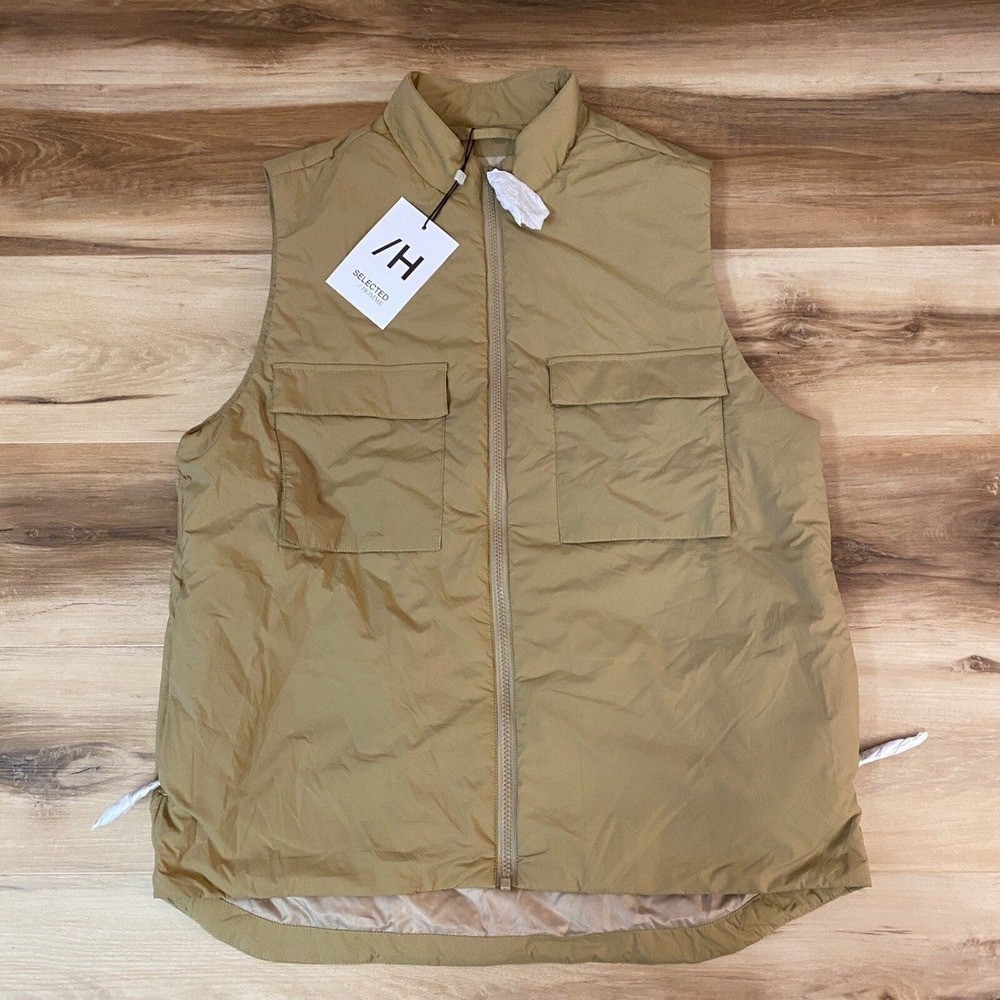 SELECTED HOMME Mens Beige Gilet Vest Lightweight Puffer Style Size 42R NWT